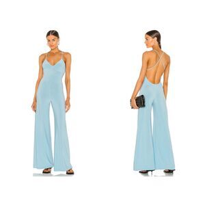 Norma Kamali x REVOLVE Low Back Slip Jumpsuit in Powder Blue Medium